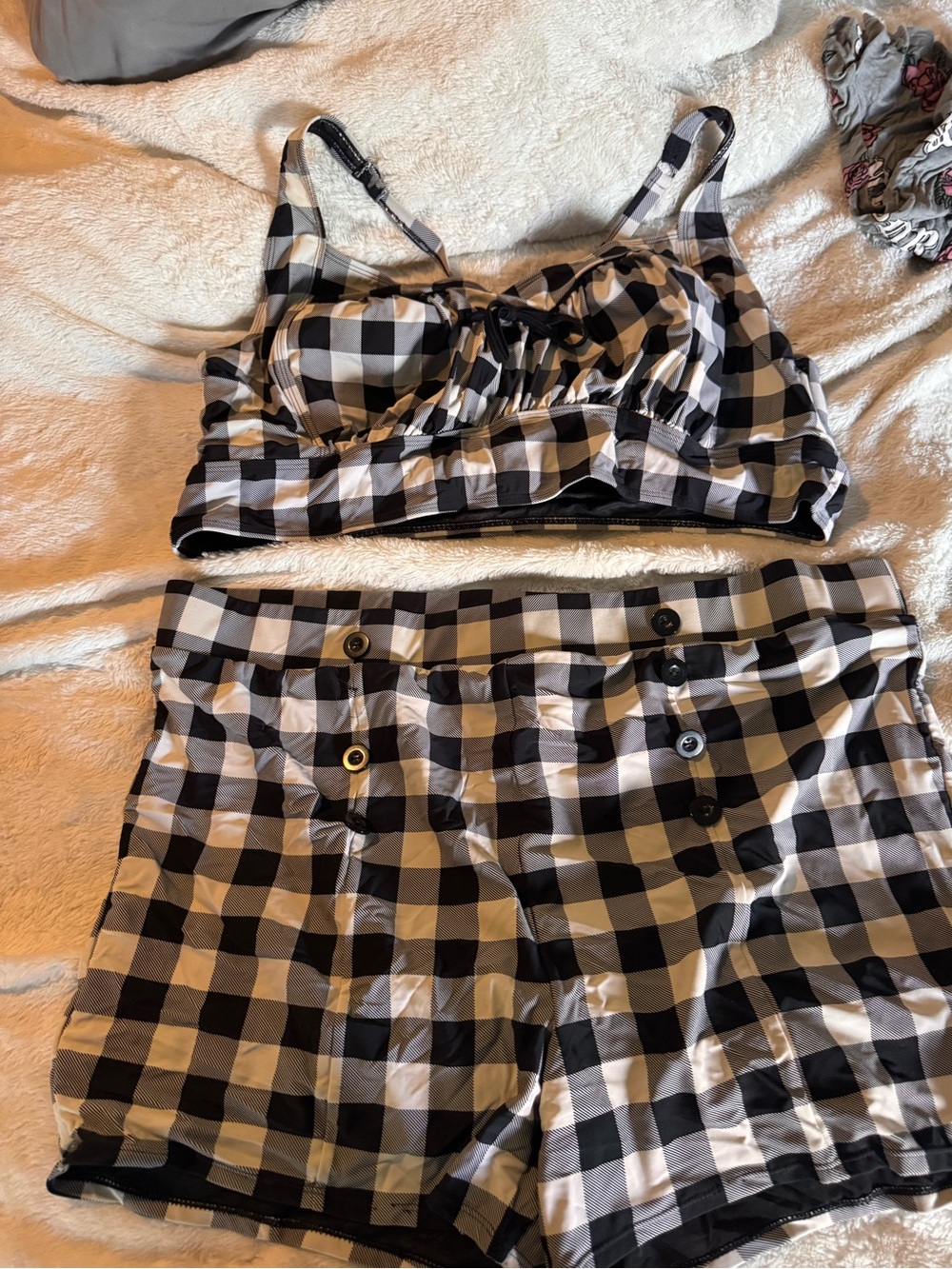 torrid Black and White Gingham Bikini Set
